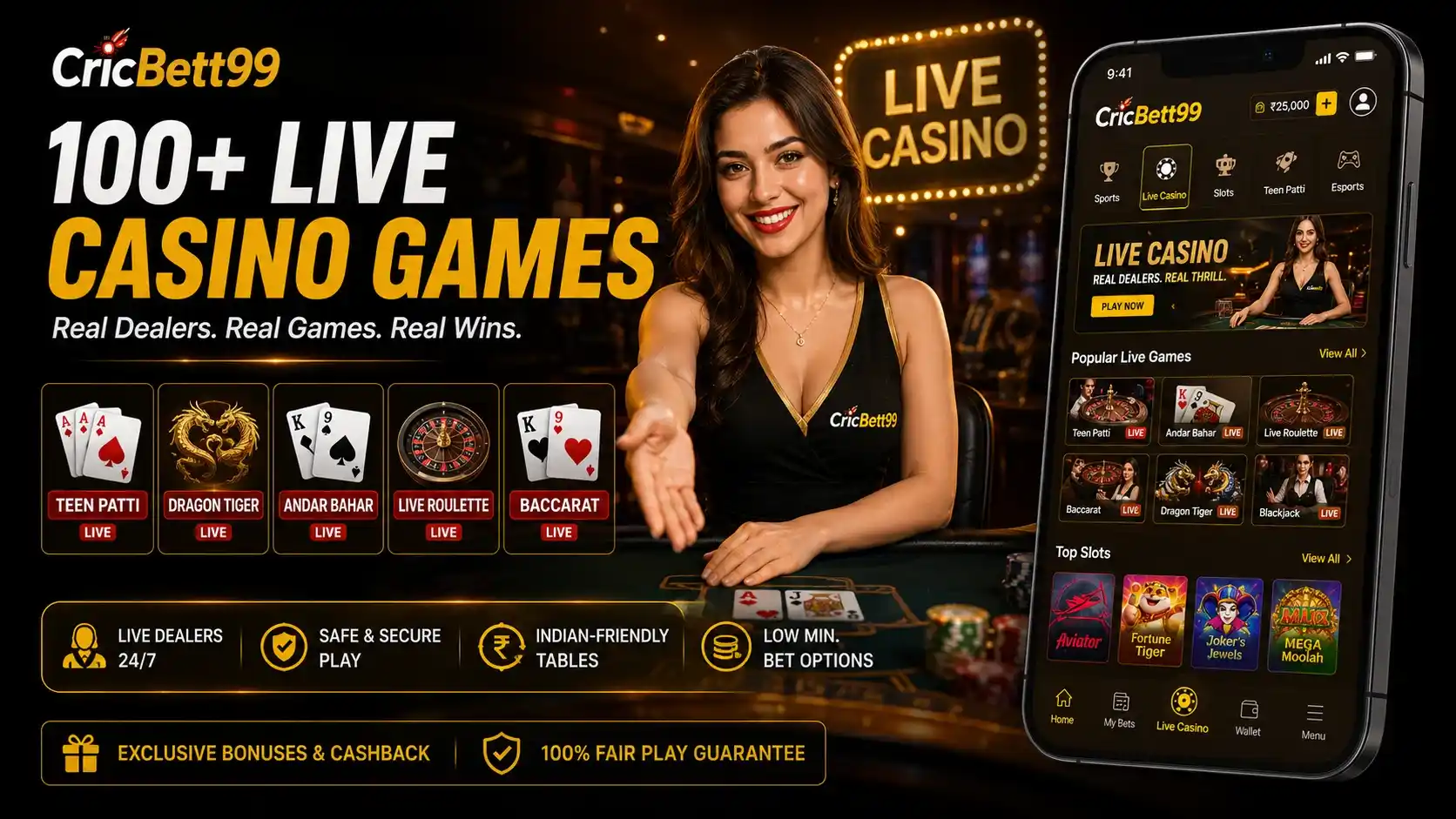 100 plus live casino games on CricBet99