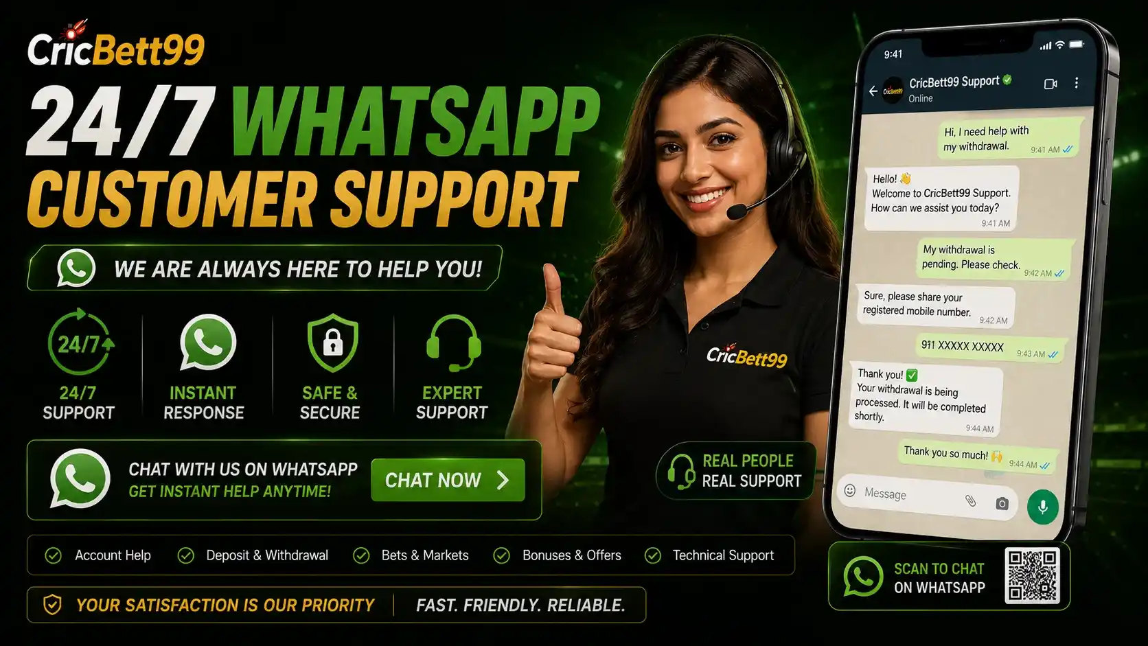 CricBet99 WhatsApp customer support