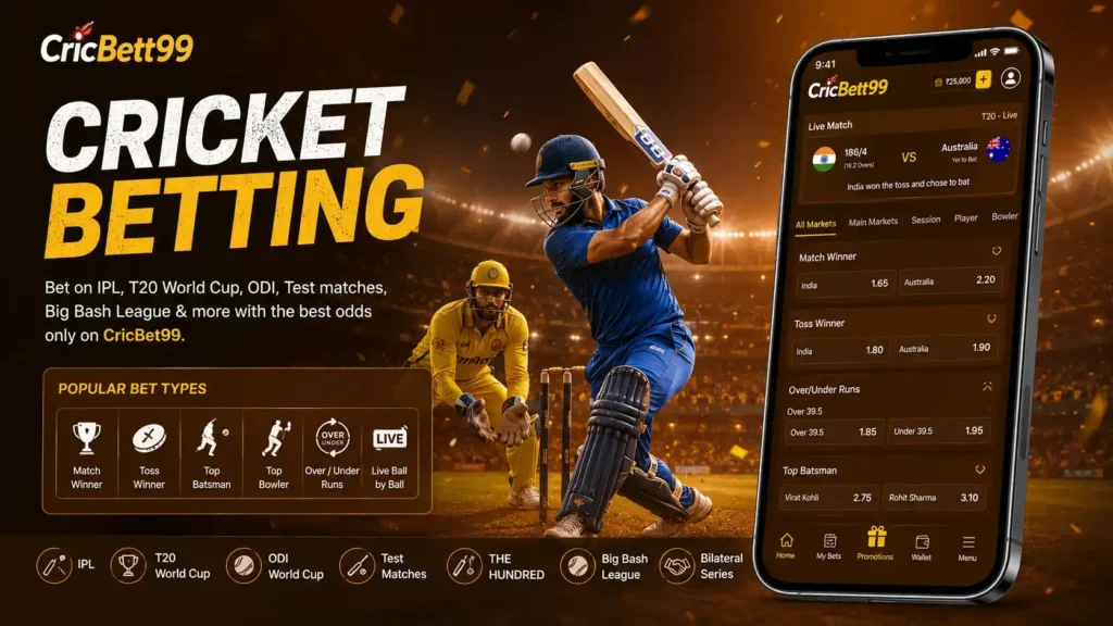 Cricket betting means placing a real-money wager on a predicted outcome in a cricket match.