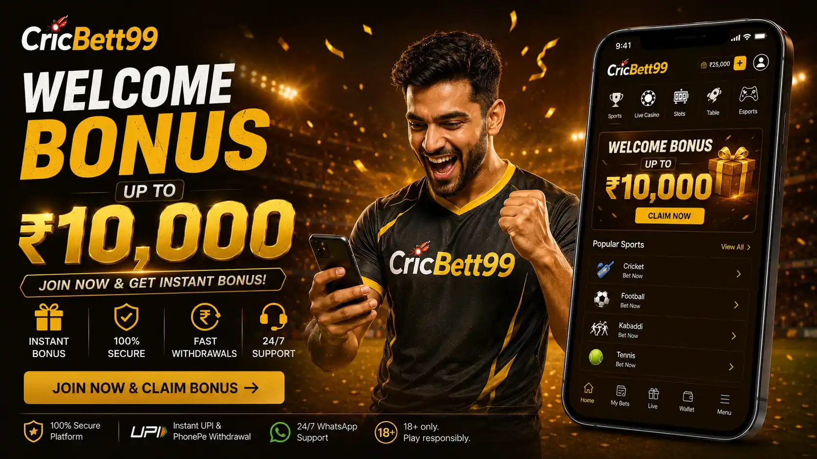 CricBet99 welcome bonus up to ₹10000