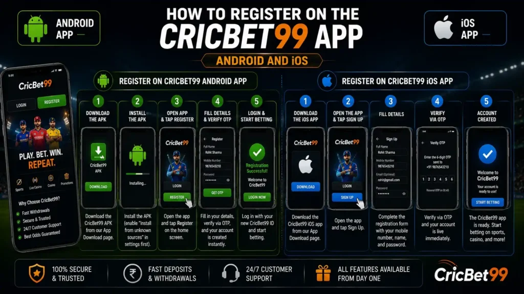 How to Register on the CricBet99 App (Android and iOS)