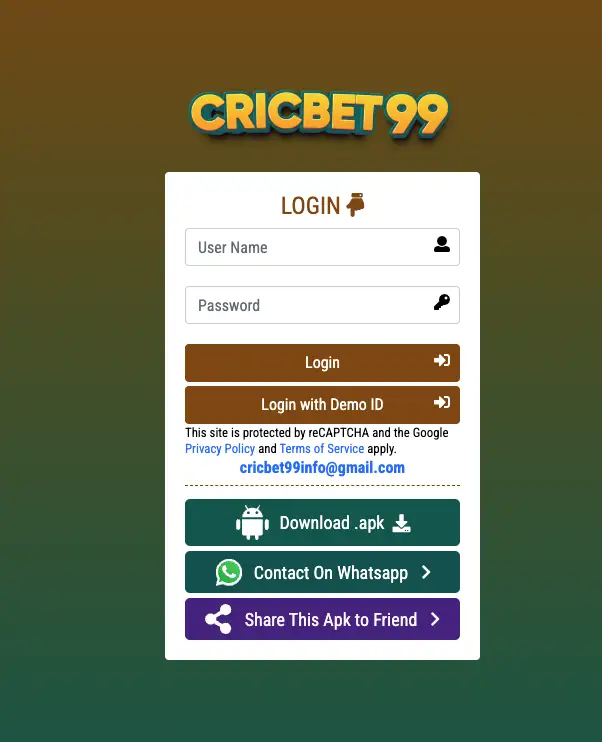 Cricbet99 Red account sign in interface with ID and password fields